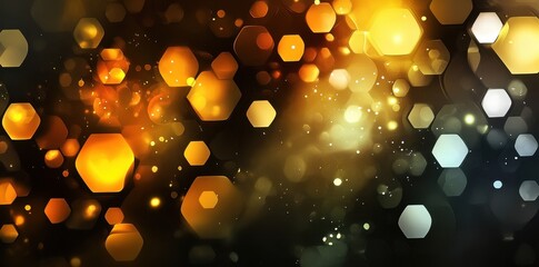 Wall Mural - Abstract hexagonal glowing shapes and circles of varying sizes