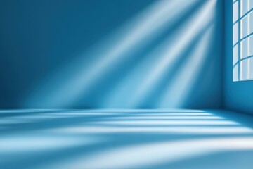 Poster - Abstract Blue Minimalist Background for Product Presentation with Soft Light and Blurred Shadows