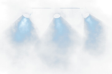Poster - Three stage spotlights illuminate smoky dark background.
