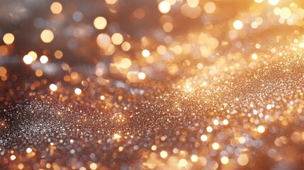 Canvas Print - Sparkling gold and silver bokeh lights create a beautiful effect