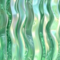 Poster - Wavy green abstract design creates a serene atmosphere with fluid textures and shimmering effects