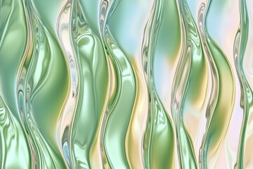 Poster - Swirling patterns of green and gold create a mesmerizing abstract design in a fluid, flowing composition