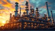© Ari - Illuminated Oil Refinery at Sunset: A Majestic Industrial Landscape
