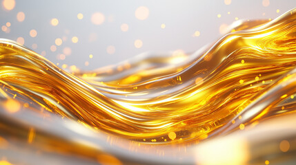 Wall Mural - golden liquid waves: an abstract macro shot captures the fluidity and shimmering beauty of golden li