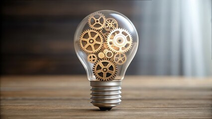 Poster - Light Bulb Filled with Gears Symbolizing Strategic Innovation Concept