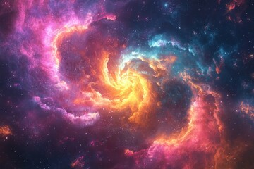 Poster - A swirling galaxy of colorful clouds and celestial stardust
