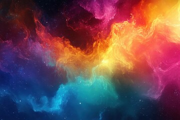 Poster - Colorful swirling cosmic clouds featuring bright stars and space gas