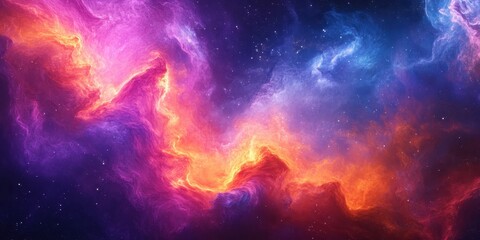 Poster - Colorful cosmic nebula swirling with distant shining celestial stars