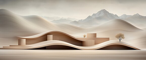 Aufkleber - Modern Architecture in Desert Landscape