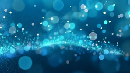 Poster - Blue glittering light particles, bokeh background, sparkle effect