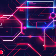 Aufkleber - An abstract wallpaper with vibrant neon lines and geometric shapes on a dark background.