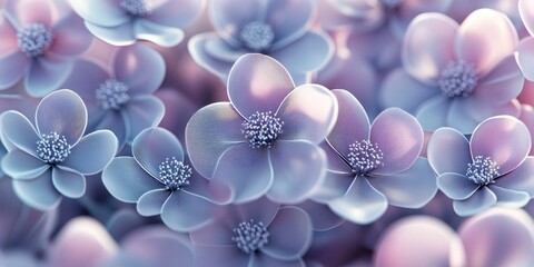 Poster - A collection of beautiful light blue and purple flowers in detail