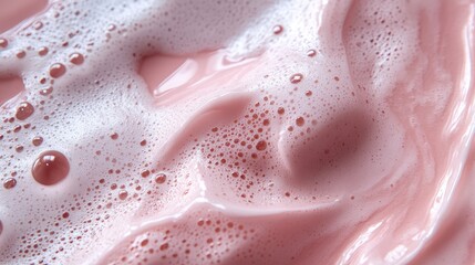Poster - Close-Up View of Soft Pink Foam with Bubbles and Textures Creating an Abstract and Aesthetic Background for Creative Projects or Designs