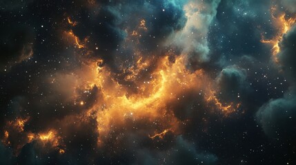 Poster - An abstract depiction of cosmic nebulas and glowing stars