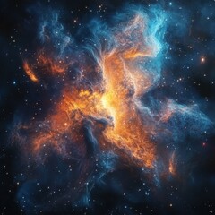 Wall Mural - a beautiful nebula with many glowing stars in space