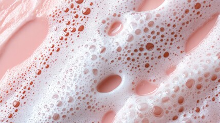 Poster - Close-up View of Pink Foam Bubbles with Varying Sizes and Shapes Ideal for Creative Backgrounds and Textures in Product Design and Photography Projects