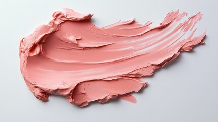 Poster - Smooth stroke of pink paint on a white surface creating an artistic splash, showcasing texture and color in a minimalist and modern style suitable for a variety of design projects