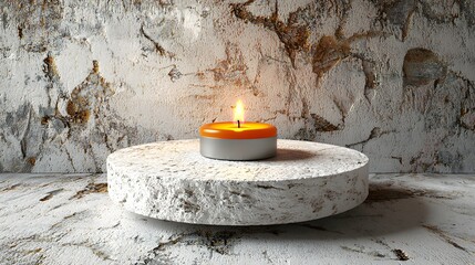 Poster - Simple yet elegant candle placed on a table enhancing the warmth and ambiance of a cozy interior living space