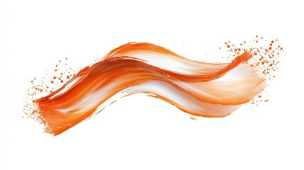 Poster - Abstract brush stroke design featuring vibrant orange and white colors on a clean background, perfect for creative and artistic project applications.