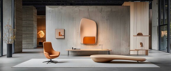 Poster - Modern, minimalist interior design showcasing furniture and art pieces