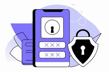 Poster - A digital illustration depicting a smartphone with a lock icon, emphasizing security and protection of personal information.