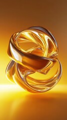 Poster - A golden abstract looping geometric form against a gradient background