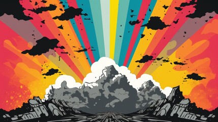 Poster - Vibrant colored background with enhanced light rays for a striking visual experience