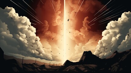 Poster - Vibrant single color background with enhanced light rays for a striking visual effect