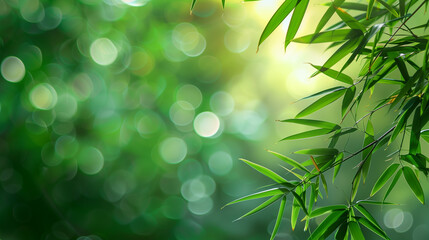Wall Mural - bamboo leaves. the sun is shining through the leaves. leaves are green and lush.
