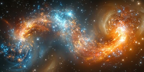 Poster - A vibrant and beautiful illustration of a celestial galaxy cluster