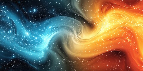 Poster - An abstract illustration of swirling colors and twinkling celestial stars