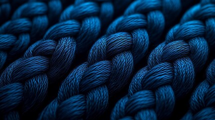 Poster - A close examination of blue fibers intertwined, accentuating texture and light, producing a visually impressive pattern