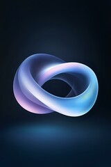 Poster - Abstract infinity loop shape in soft blue and pink gradient colors floating on dark background with gentle glow effect and smooth curves.