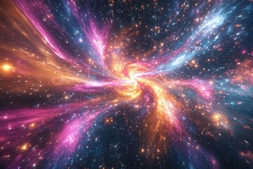 Poster - A Vibrant Celestial Galaxy Displays Swirling Energy And Starry Light