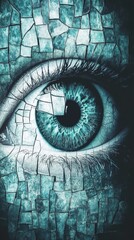 Poster - A dazzling mosaic eye, with its lively colors, elaborate patterns, and glimmering finish, creates a captivating visual attraction