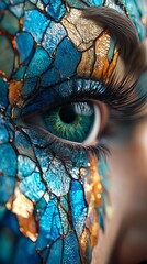 Poster - An enchanting mosaic eye, boasting brilliant hues, complex motifs, and a sparkling surface, forms an eye-catching visual highlight