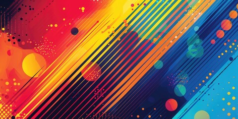 Poster - abstract colorful geometric shapes effect on surface of digital cyber design express scene of cybers