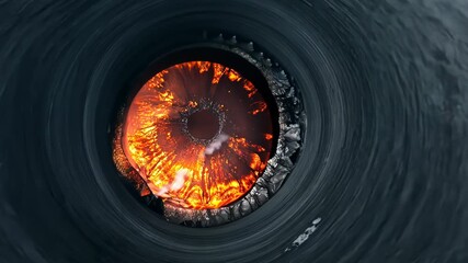 Wall Mural - volcano eruption from a bird view. volcano crater and magma flow shot from above