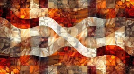 Poster - abstract square geometric shapes effect on surface of digital cyber design express scene of cyberspa