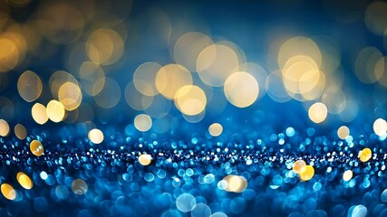 Wall Mural - golden bokeh background with blurred lights. bokeh with gold and glittering a blue background. a new