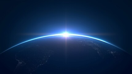 Canvas Print - stunning view of earth from space at sunrise, showcasing glowing atmosphere and continents