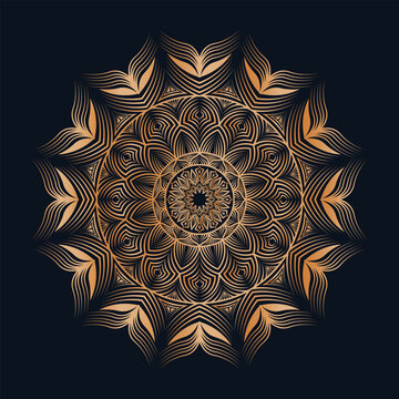 Luxurious Gold Mandala Designs on Dark Background with Intricate, Symmetrical, and Decorative Patterns for Art and Relaxation.
