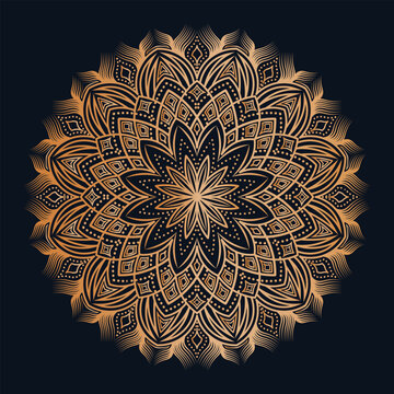 Luxurious Gold Mandala Designs on Dark Background with Intricate, Symmetrical, and Decorative Patterns for Art and Relaxation.