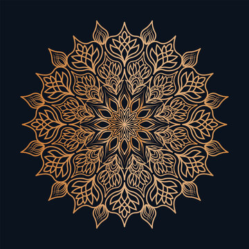 Luxurious Gold Mandala Designs on Dark Background with Intricate, Symmetrical, and Decorative Patterns for Art and Relaxation.