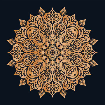Luxurious Gold Mandala Designs on Dark Background with Intricate, Symmetrical, and Decorative Patterns for Art and Relaxation.
