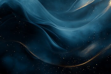Abstract Flowing Dark Blue Gold.
