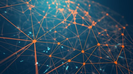 Aufkleber - Abstract digital network illustration depicting interconnected nodes and lines in a blue background
