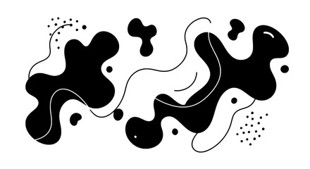 Poster - Abstract Fluid Art: A captivating display of abstract fluid art, featuring organic black shapes intertwined with flowing lines and intricate patterns, perfect for graphic resources.