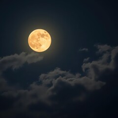 Naklejka na meble A luminous full moon dominates a night sky, partially obscured by swiftly moving clouds, luminous, darkness, night photography