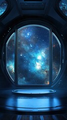 Poster - Inside a spaceship looking out a window at the galaxy